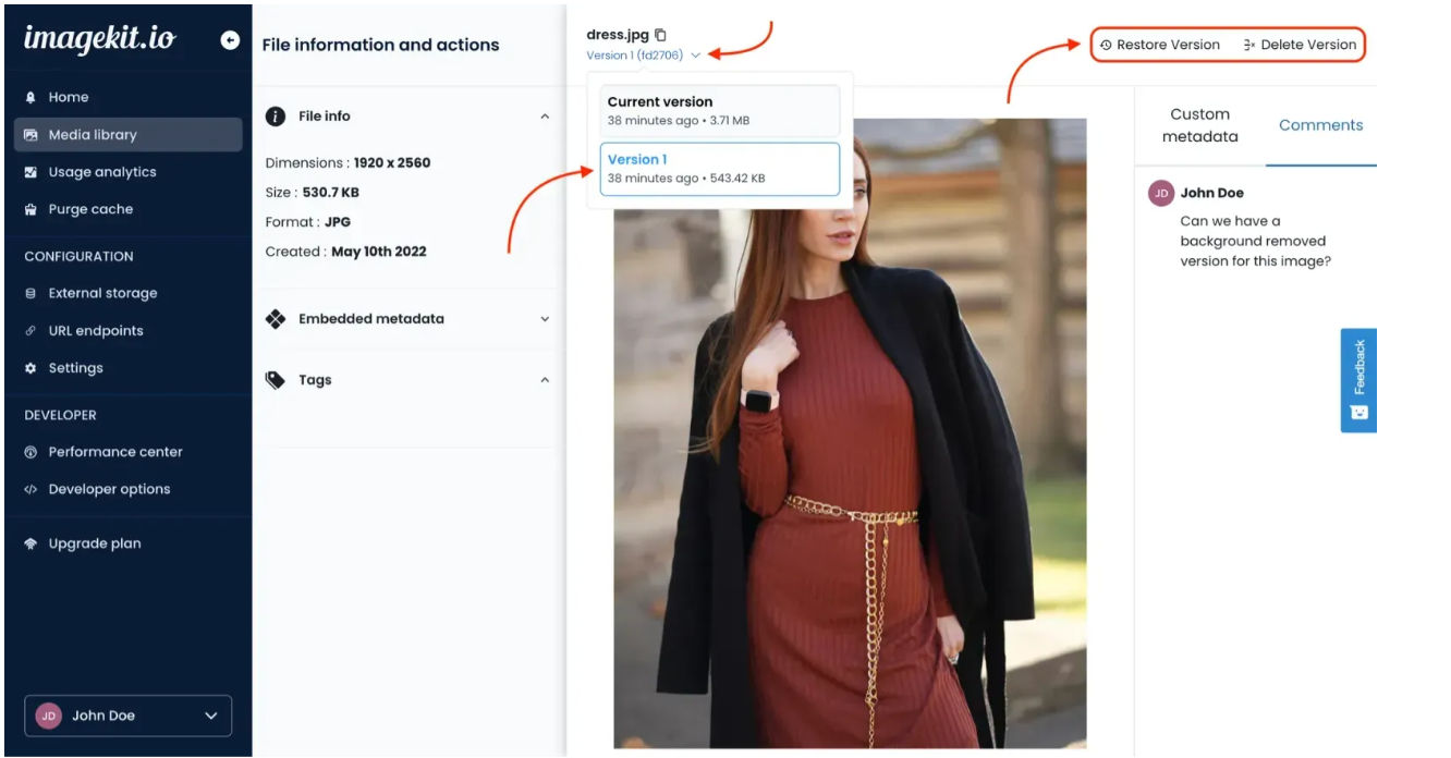 Digital Asset Version Control by ImageKit