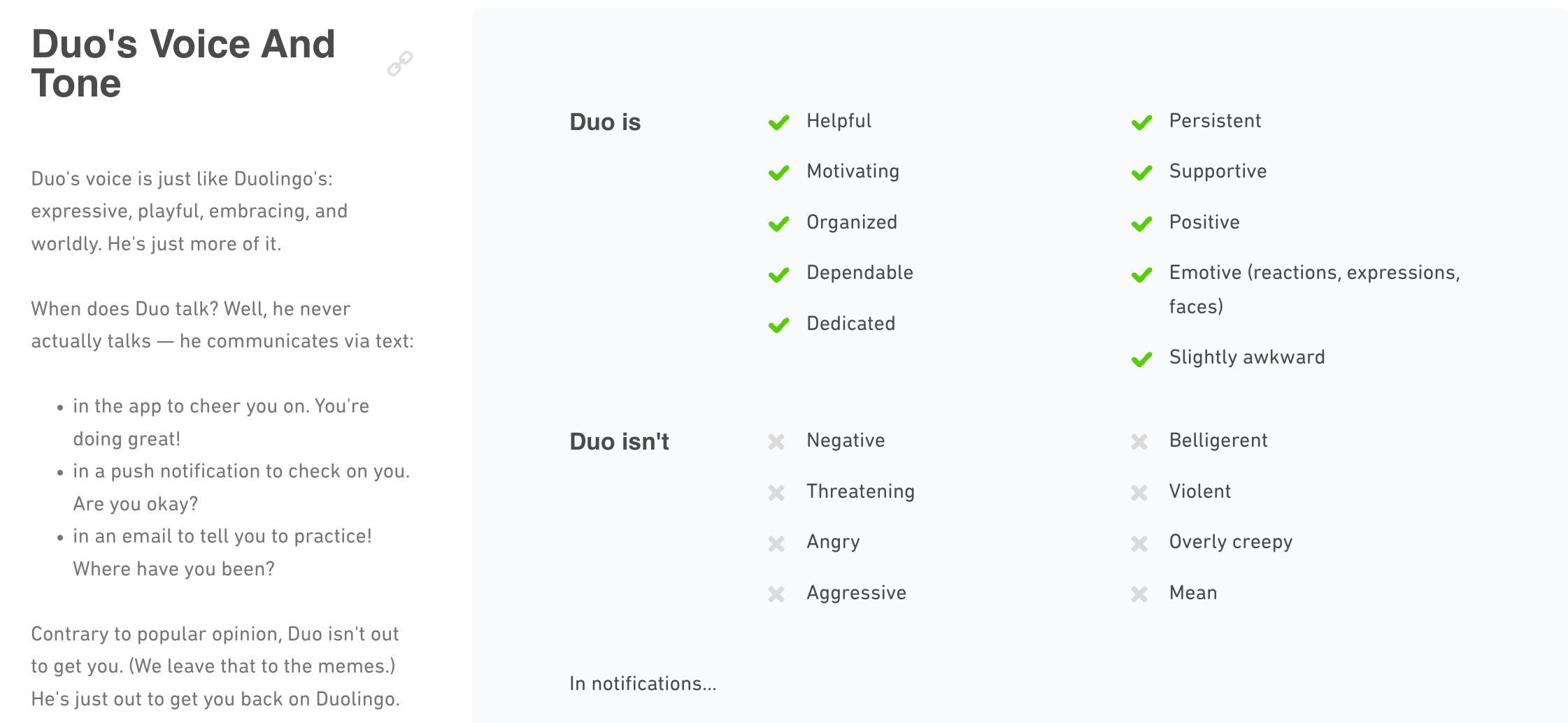 Duolingo description on their tone