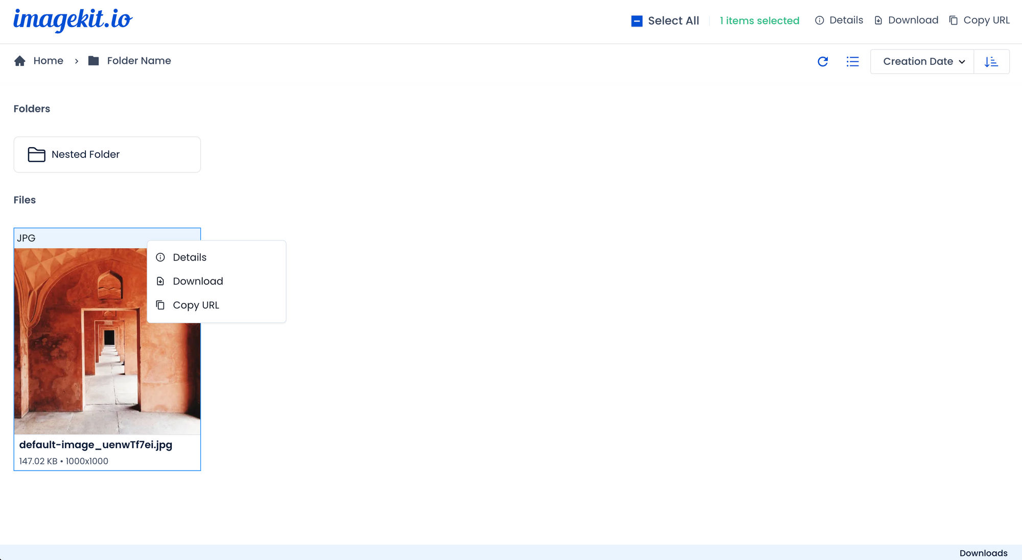 ImageKit share files and folders through shareable links